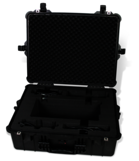 Stable and waterproof Peli case for safe storage and transport of vibrometers