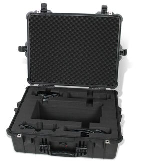 Stable and waterproof Peli case for safe storage and transport of vibrometers