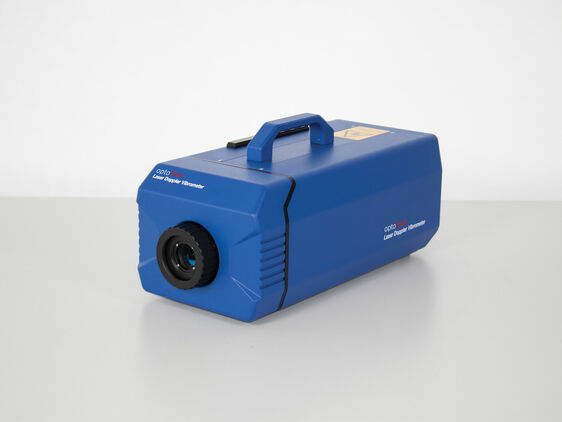 Optomet Nova Laser Doppler Vibrometer from the Classic Series shown from the front on a neutral surface.