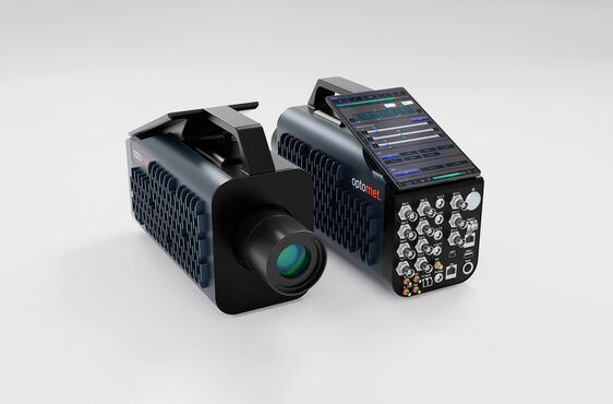 Front and rear view of a single-point vibrometer showing data acquisition ports on the back.