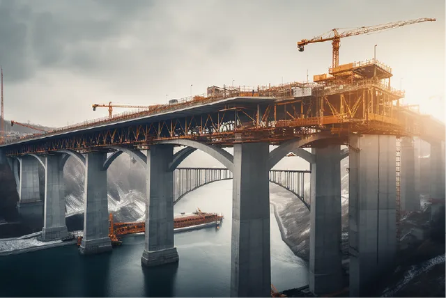 Konstrukcja mostowa jako ilustracja badania drgań strukturalnych.