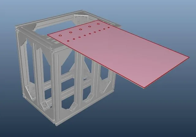 Rot umrandete Begrenzungskontur auf der FE-Geometrie einer Platte in SMART Lab.