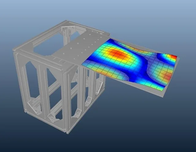 Betriebsschwingform der Platte direkt auf dem FE-Modell in SMART Lab.