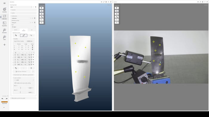 Flujo de trabajo para escaneo 3D, paso 3: calibración del láser.