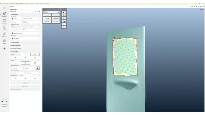 Flujo de trabajo para el escaneo 3D, paso 4: puntos de medición.