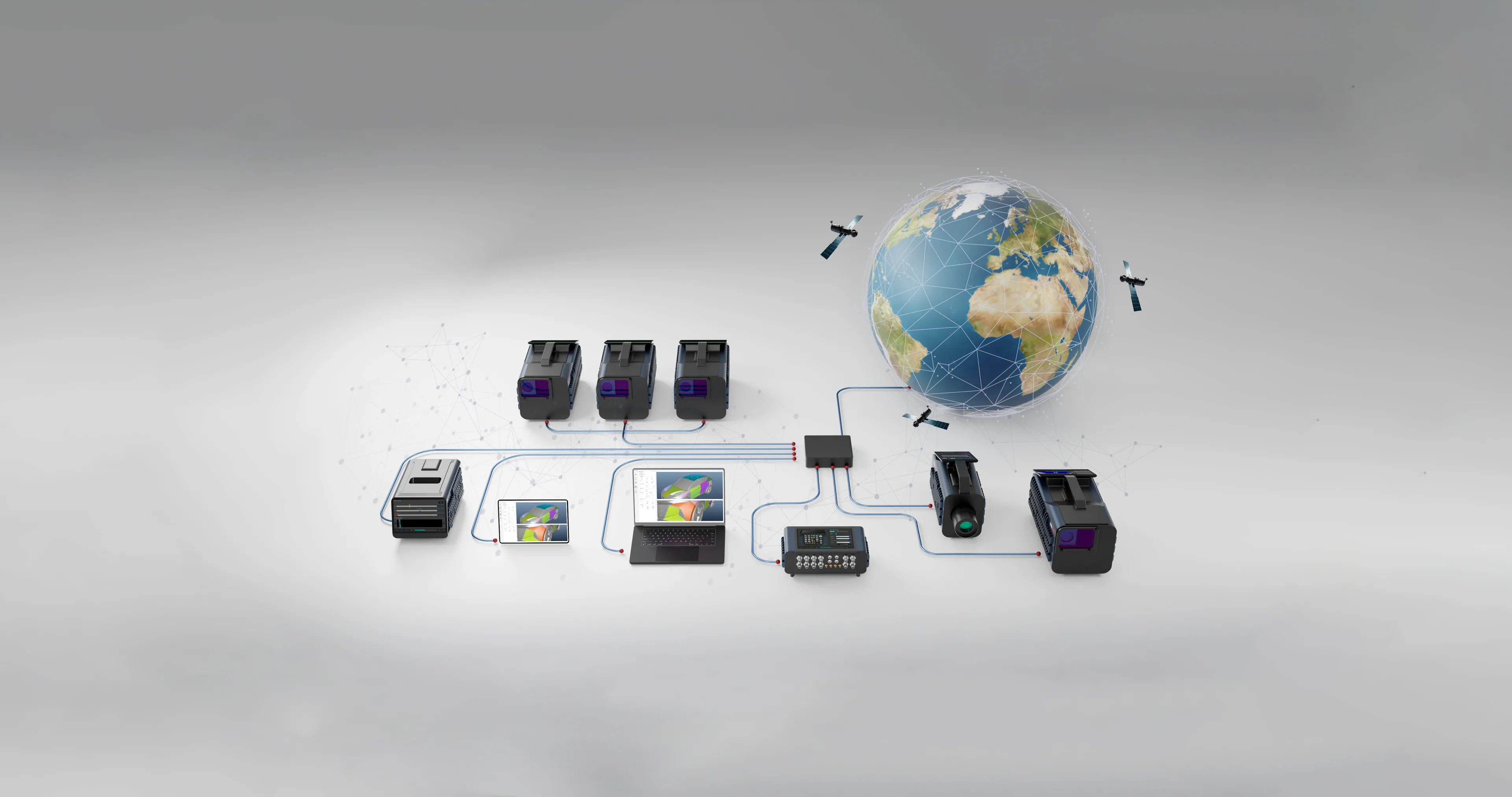 Système Optomet synchronisé comprenant plusieurs appareils.
