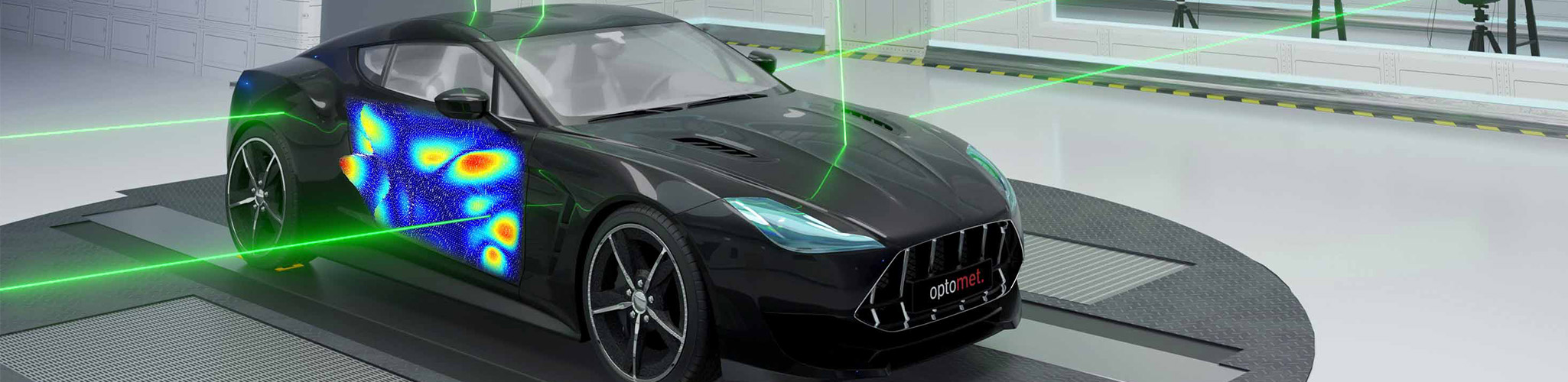 El vibrómetro láser SMART Scan+ mide las vibraciones de un automóvil en un túnel de viento.