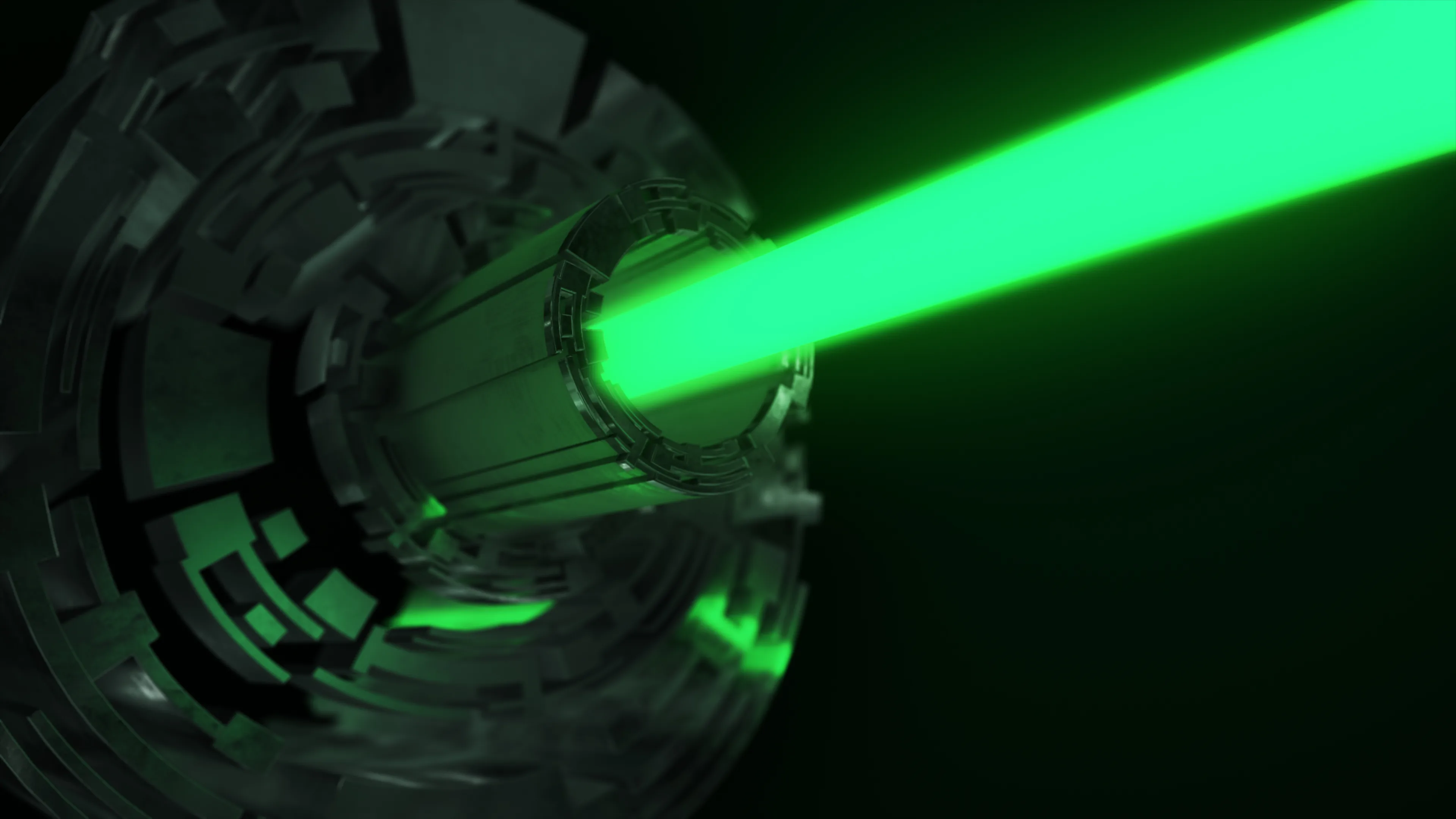 Rayo láser verde en un concepto de tecnología digital.
