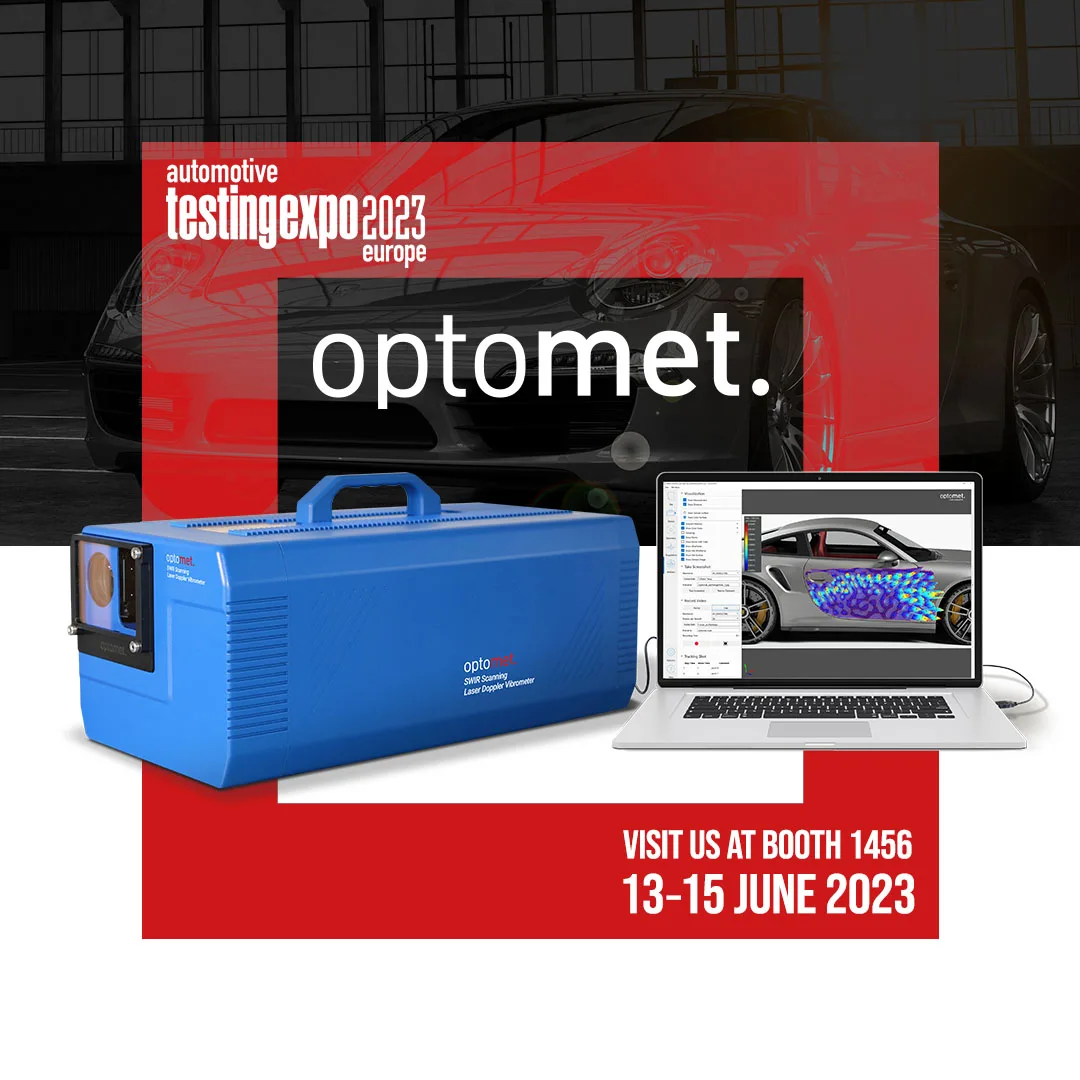 Реклама Optomet для выставки Automotive Testing Expo в Штутгарте.