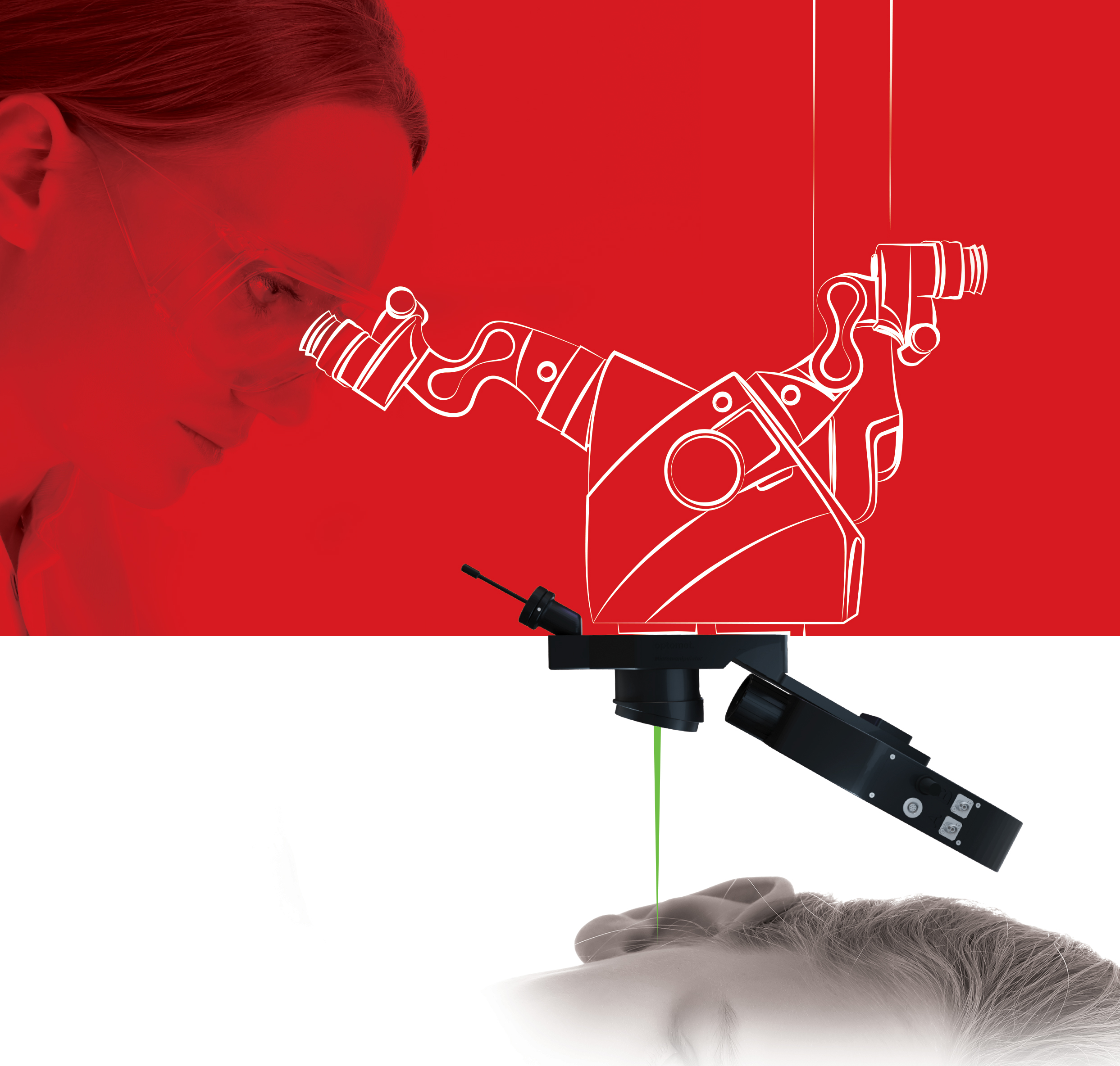 Micromanipulador de fibra, posicionado para realizar una medición precisa y sin contacto de las vibraciones.