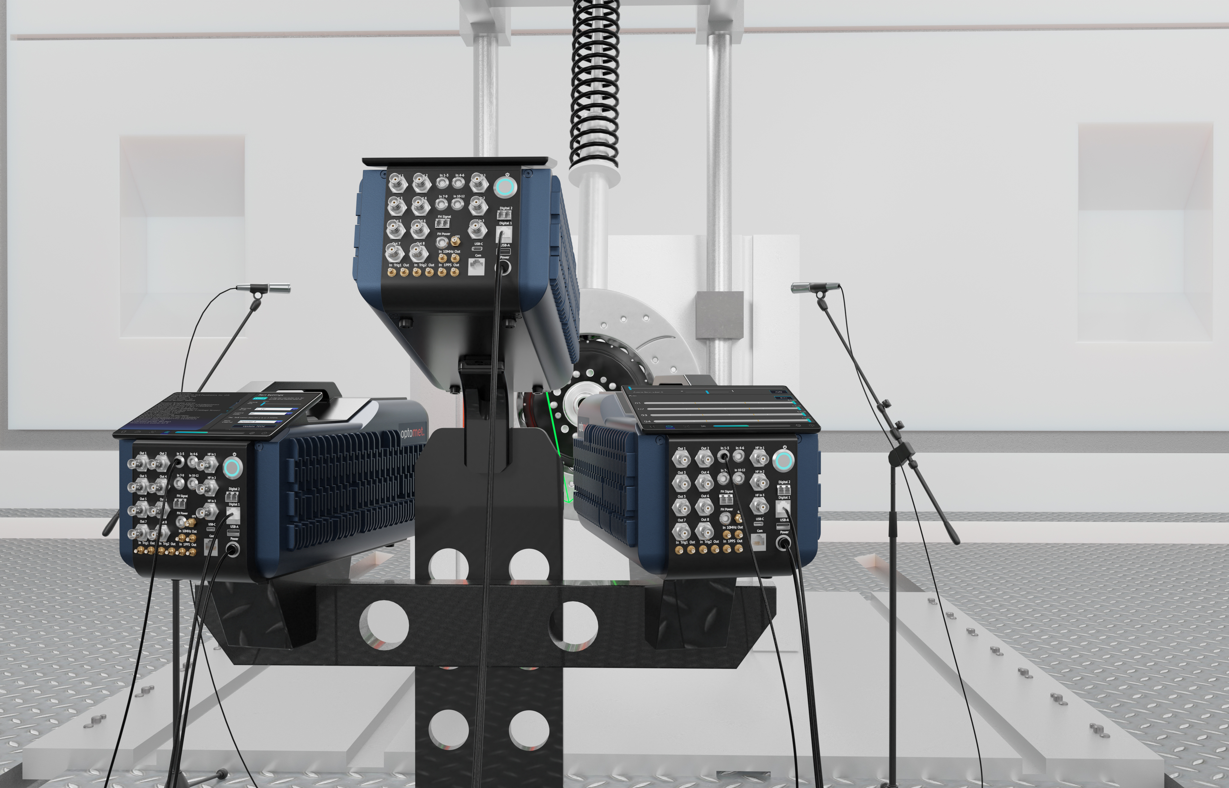 Configuración de medición con un vibrómetro láser de barrido SMART 3D.