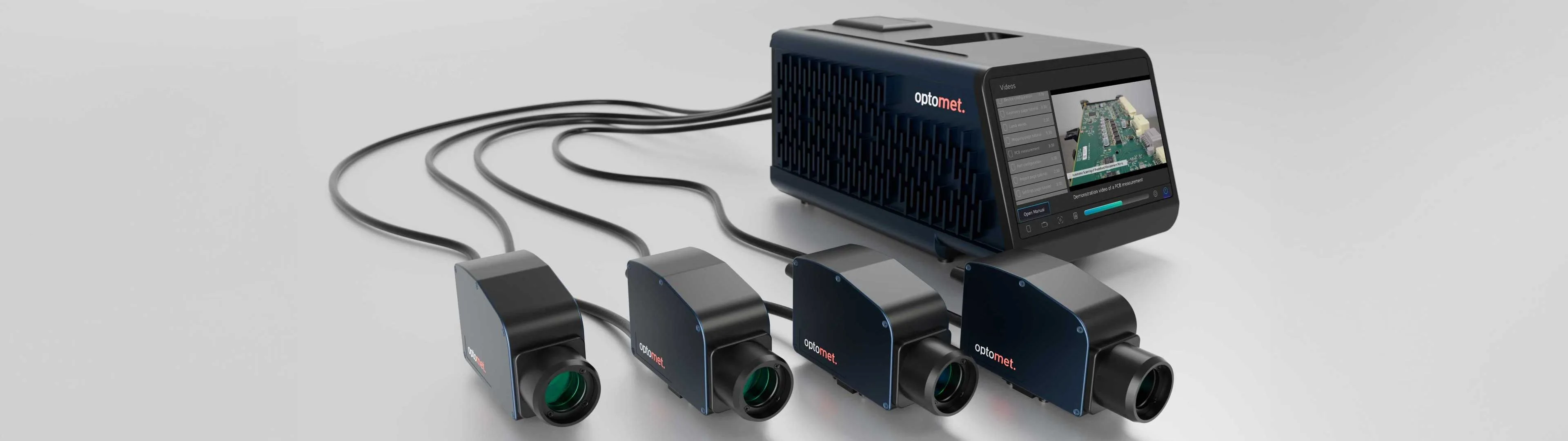 Vibromètre laser Optomet SMART Multi-Fiber doté de plusieurs têtes de mesure à fibre optique.