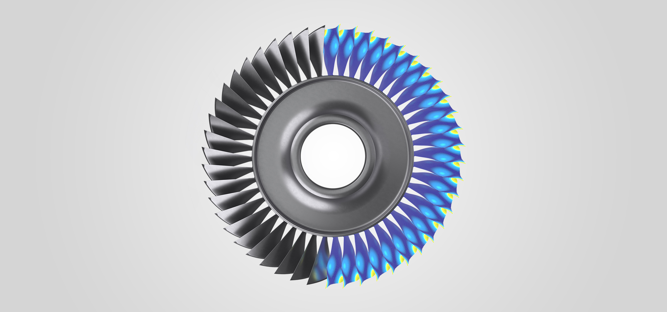 Forma de vibración de un blisk de turbina.