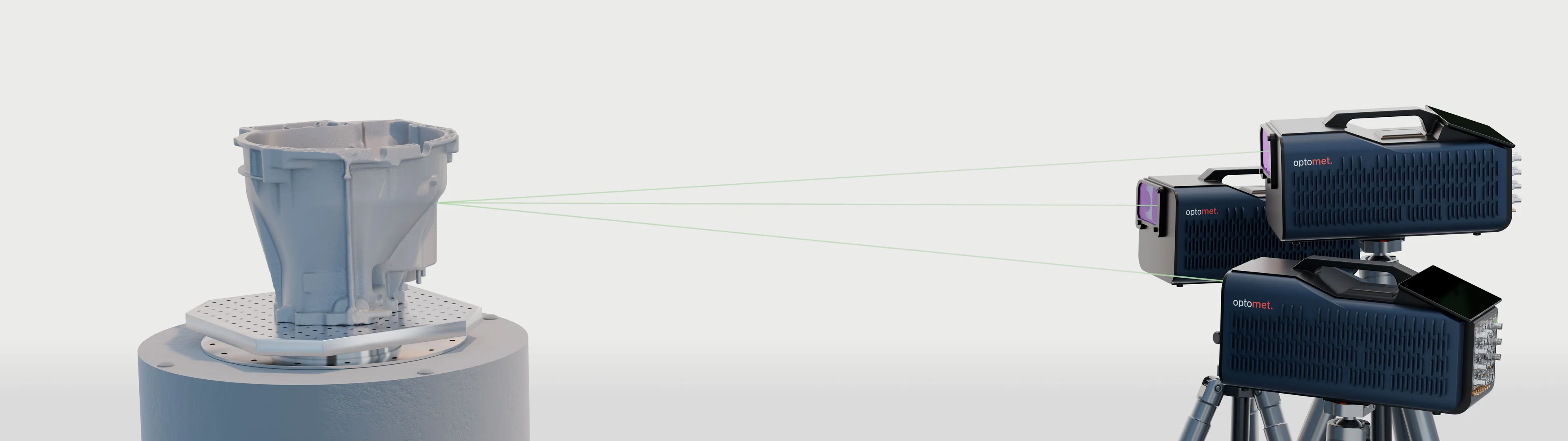 Optomet 3D laser vibrometers scanning vibrations on an automotive housing