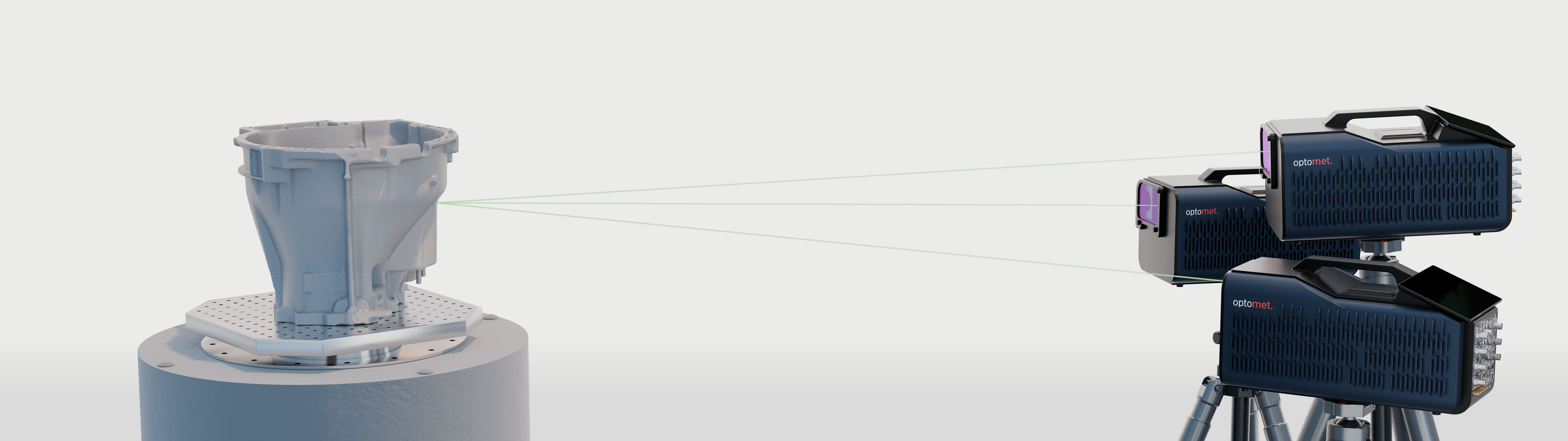 Optomet 3D laser vibrometers scanning vibrations on an automotive housing